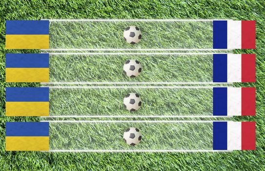 Plasticine Football flag on grass background for score (Group D)