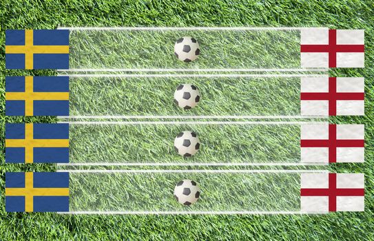 Plasticine Football flag on grass background for score (Group D)