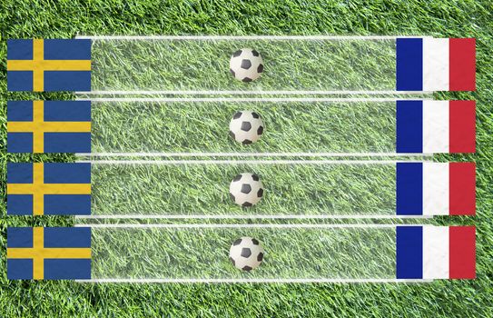 Plasticine Football flag on grass background for score (Group D)