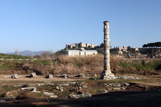 Ruins of Temple of Artemis in Efes, Selcuk, Turkey