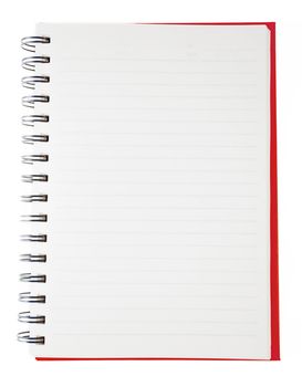 Red clean Notebook isolated on white background