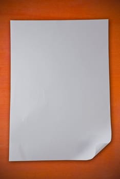 Blank white paper on wood wall as background