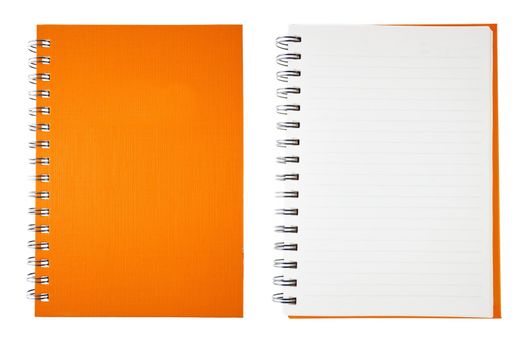 Orange clean Notebook isolated on white background