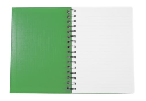 green clean Notebook isolated on white background