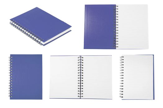 blue notebook collection isolated on white background