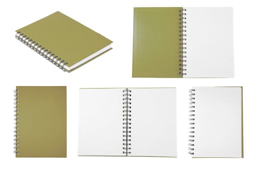 brown notebook collection isolated on white background