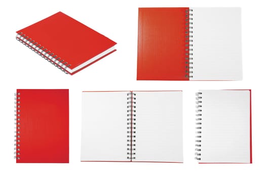 red notebook collection isolated on white background