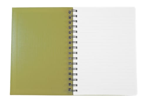 Open brown clean Notebook isolated on white background
