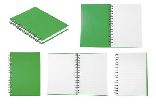 green notebook collection isolated on white background