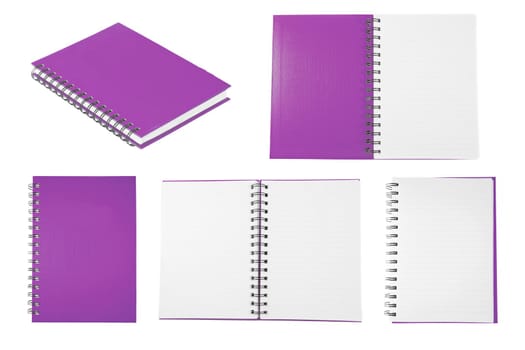 purple notebook collection isolated on white background