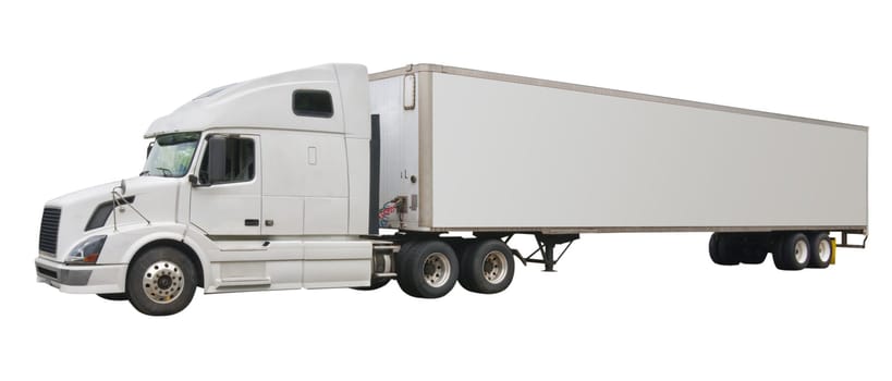 Big white truck with blank space for advertising, isolated