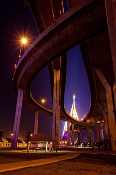 under Bhumibol Bridge in Thailand