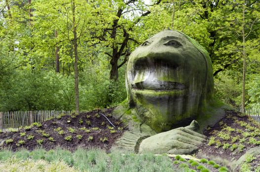 VENLO,HOLLAND - MAY 08:Big concrete head in the garden on the Floriade ,the floriade is the World Horticultural Expo on May 08, 2012 in Venlo, Holland.