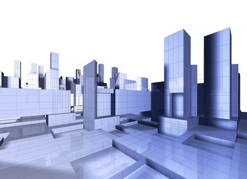 3d image of city map with skyscraper and street