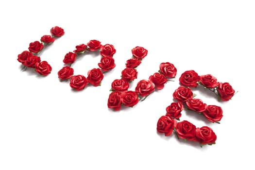 the word love of rose isolated