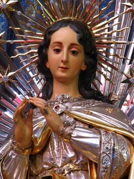 The most precious and beautiful statue of The Immaculate Conception as it is displayed in Cospicua, Malta.