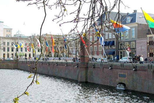 Flags in Central Part of The Hague. Den Haag. Netherlands