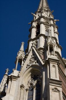 Close up of steeple on Baroque style church