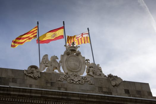 Spanish Flags on Building