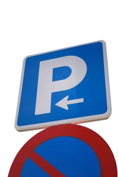 Parking sign on white background