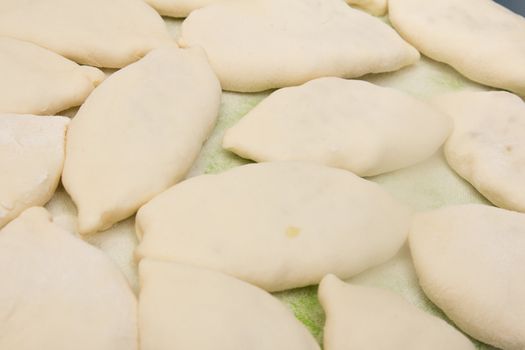 cooking of the dough in the kitchen