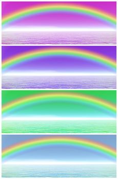 Set of rainbow in different color background