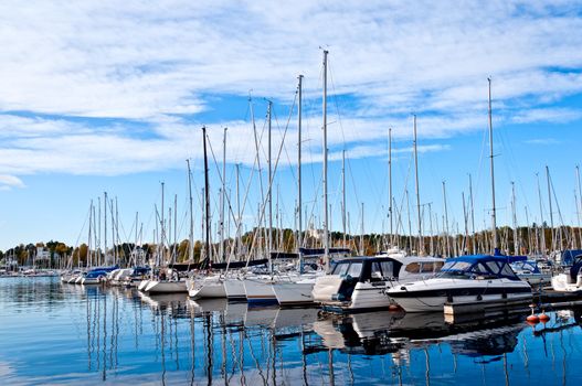 Yachts and boats in the harbor Oslo, Norway