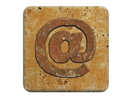 stone 3d at email symbol on a white isolated background.  