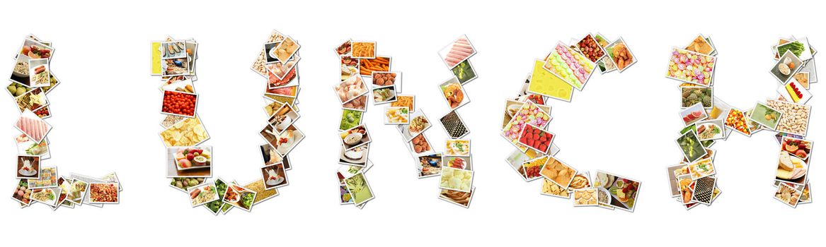 Lunch Food Collage Photos in Letters Shaped
