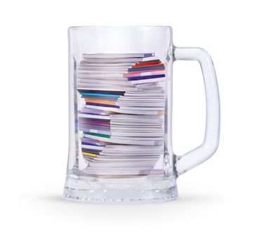 creative cocktail made of pile magazines with clipping path