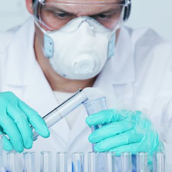 Chemistry Scientist conducting experiments in laboratory