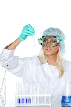 Woman  conducting a chemical experiment