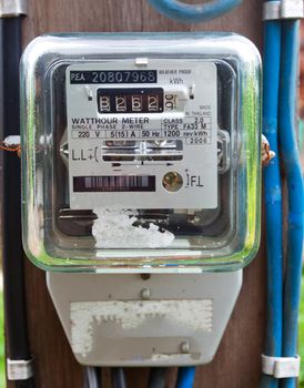 Old electric meter front view