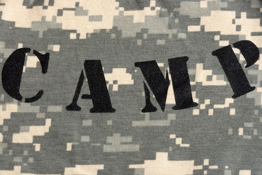 camp stamped on army universal military camuoflage fabric, background digital style pattern, new fabric