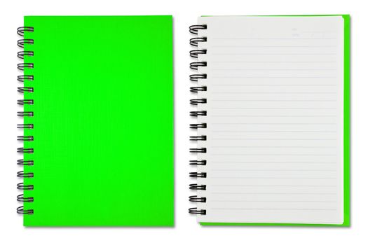 Green Blank Note Book on white background