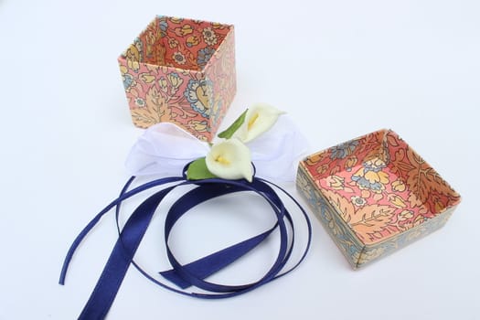 nice image of opened gift box with decorative flowers and bow