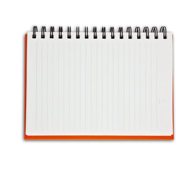 Orange Blank Note Book on white background
