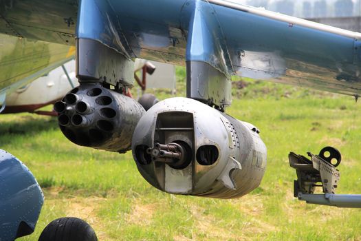 Mi-24 Hind helicopter rocket pod and gun pod