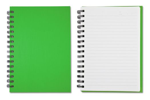 Green Blank Note Book on white background