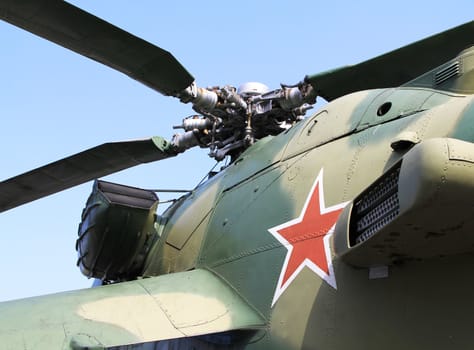 Red star on Soviet/Russain Mi-26 "Hind" attack helicopter fuselage