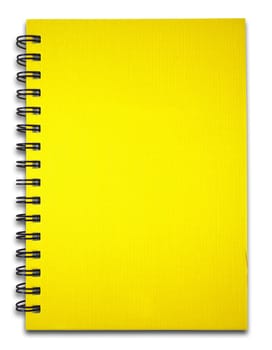 Yellow notebook on the white background