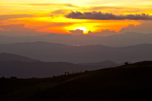 sunset over mountains in High