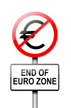 Illustration depicting a road traffic sign with a euro zone end concept. White background.
