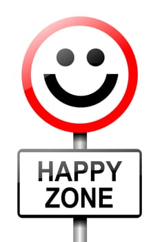 Illustration depicting a road traffic sign with a happiness concept. White background.