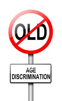 Illustration depicting a road traffic sign with an age discrimination concept. White background.