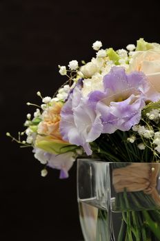 bouquet of flowers on black background.