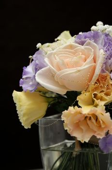 bouquet of flowers on black background.