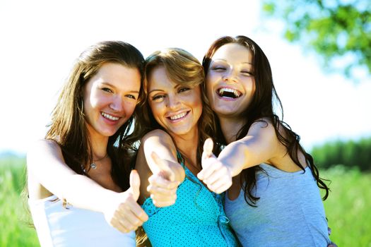 Success joy of girlfriends say hurray