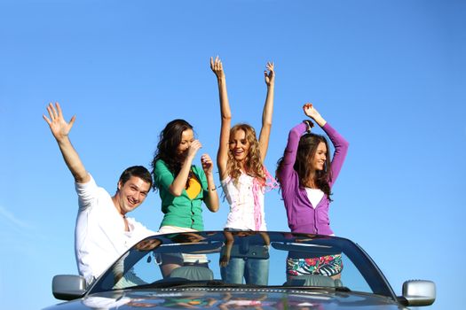 people group  fun  in cabriolet