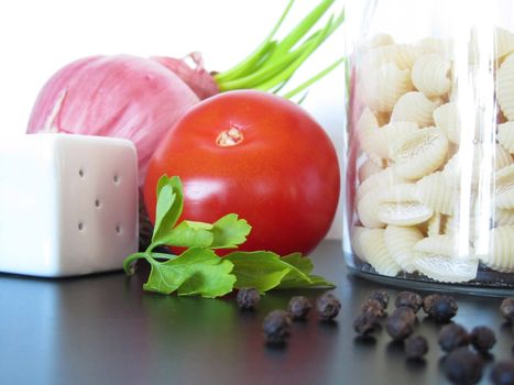 Mediterranean Ingredients on a black table